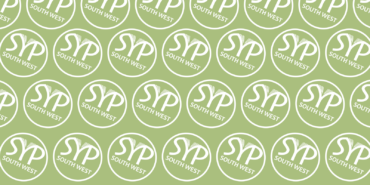 A green background featuring a repeating pattern of the white SYP South West roundel.