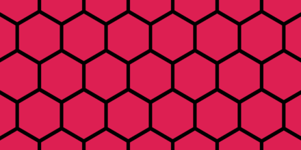 Joined black hexagons on a deep pink background.