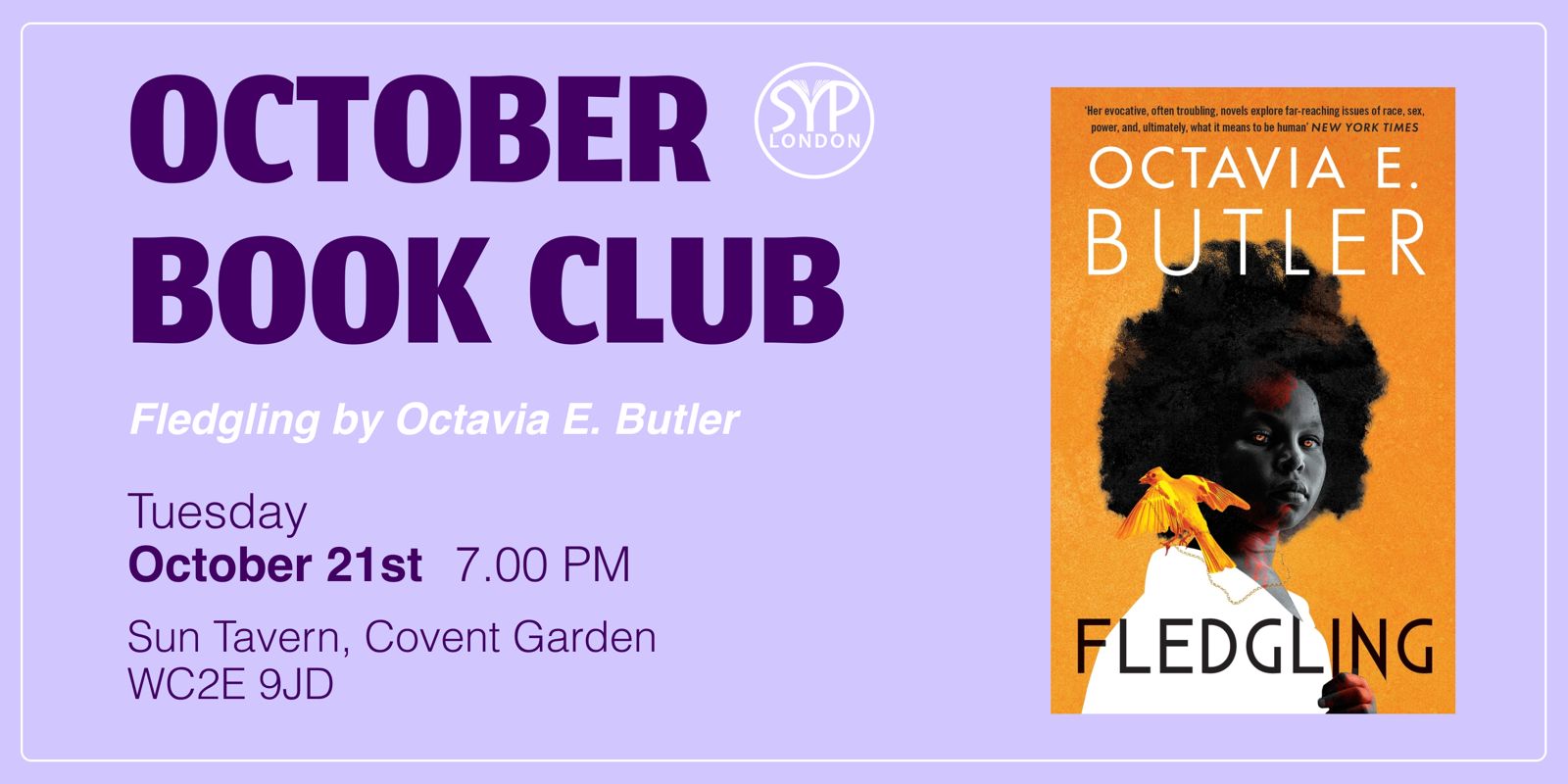 SYP London Book Club: Fledgling by Octavia E. Butler