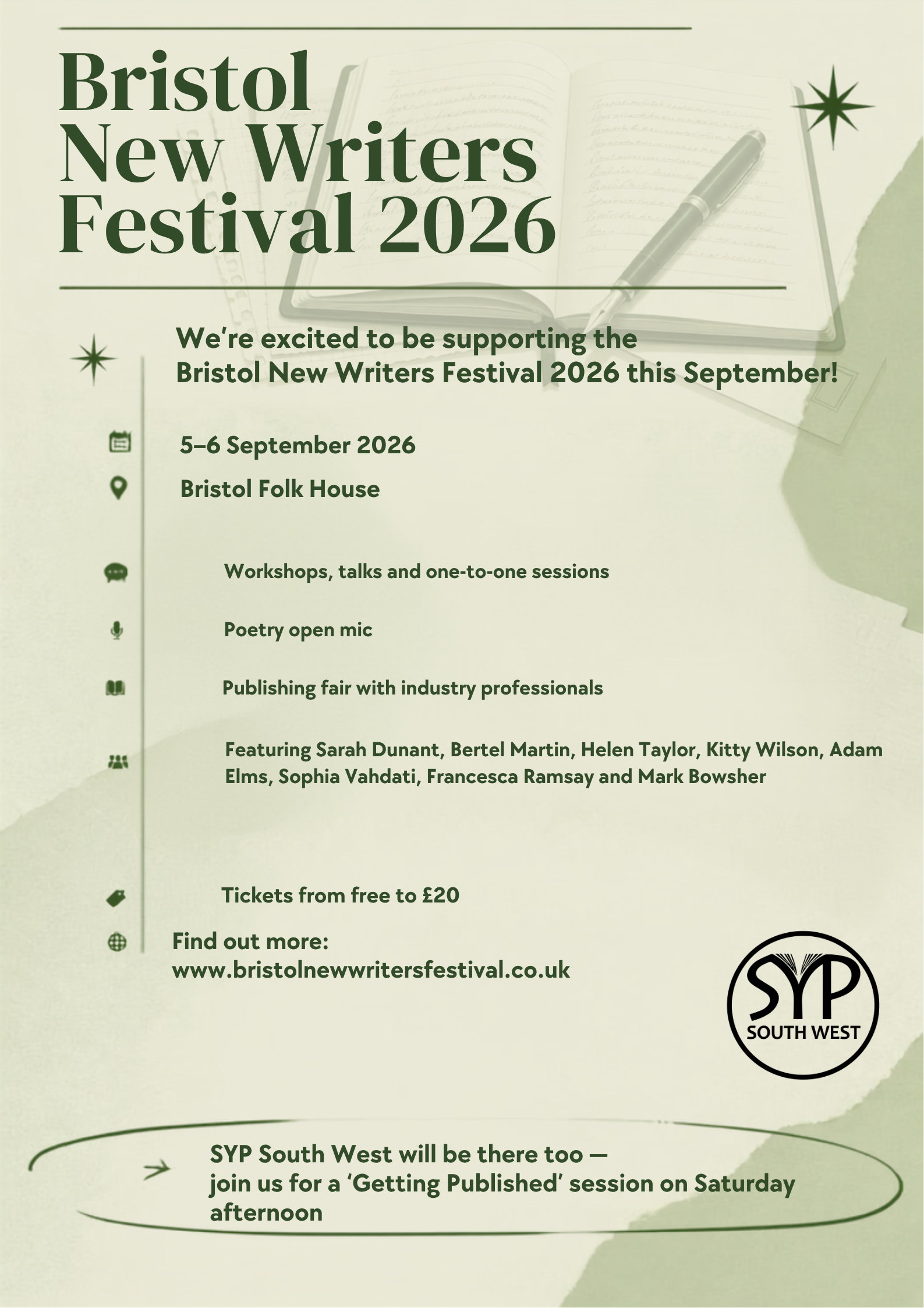 SYP South West at Bristol New Writers Festival 2026
